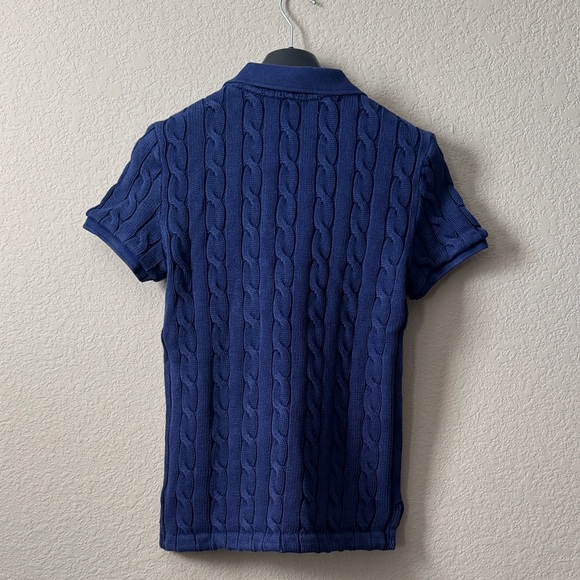 Polo by Ralph Lauren Blue Cable Knit Polo Shirt - Picture 4 of 6